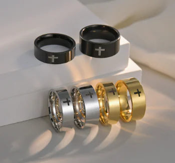 Männer Edelstahl Ring Cross