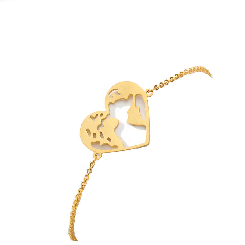 Herzförmiges Edelstahl Armband World